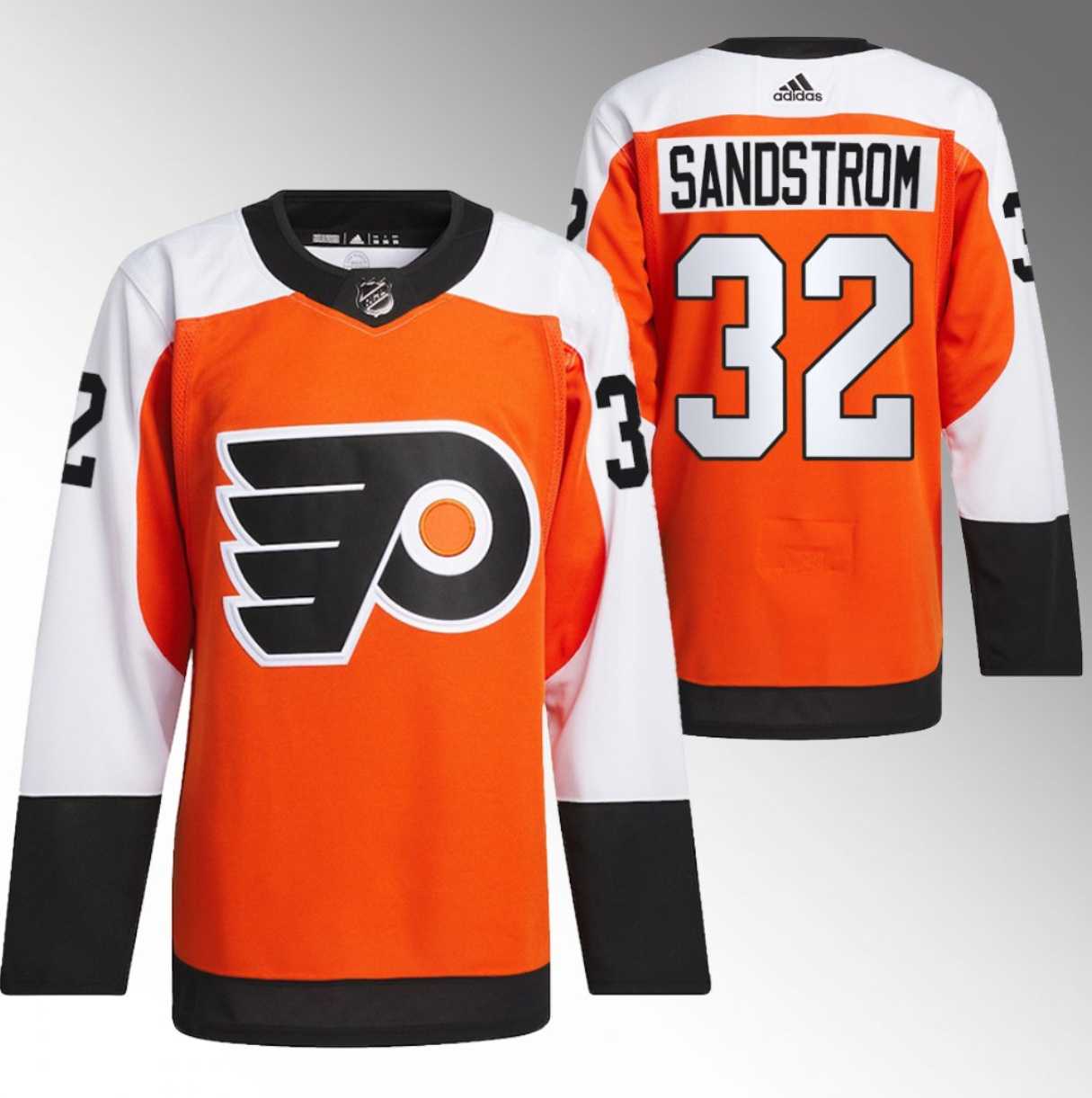Mens Philadelphia Flyers #32 Felix Sandstrom 2023-24 Orange Stitched Jersey Dzhi